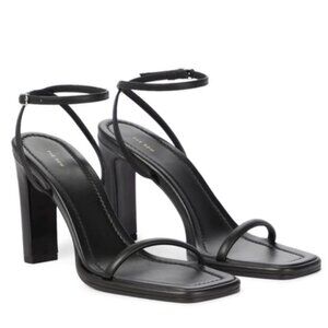 THE ROW Kate square ankle wrap black leather sandals Size 36 US 6